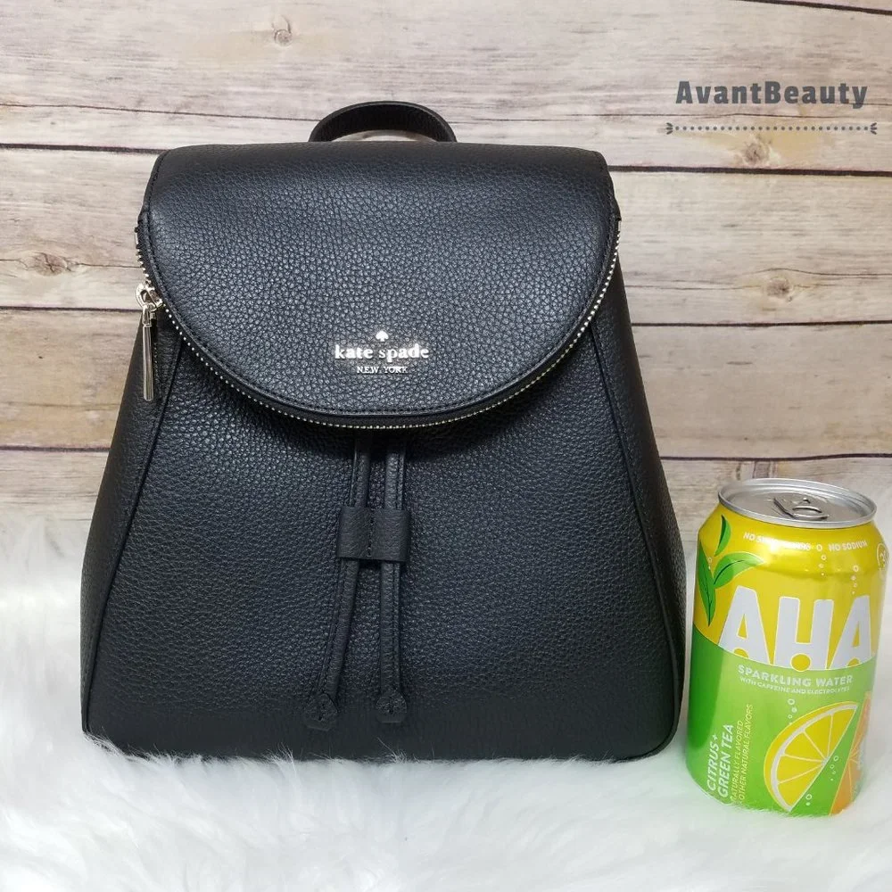 Kate Spade Medium Flap Backpack Leila Black New